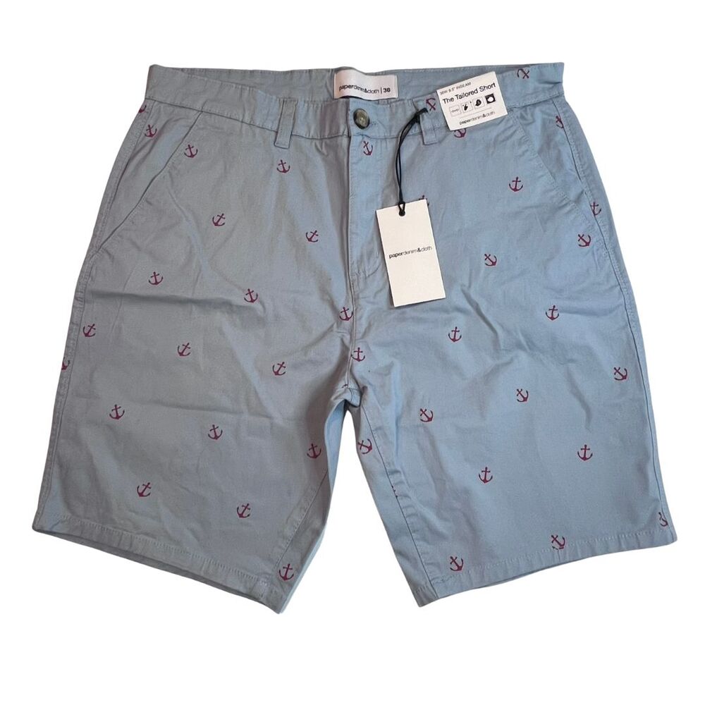 Paperdenim & Cloth Shorts Mens 36 Blue Anchors Casual Preppy Golf Resort Chinos - Picture 6 of 14
